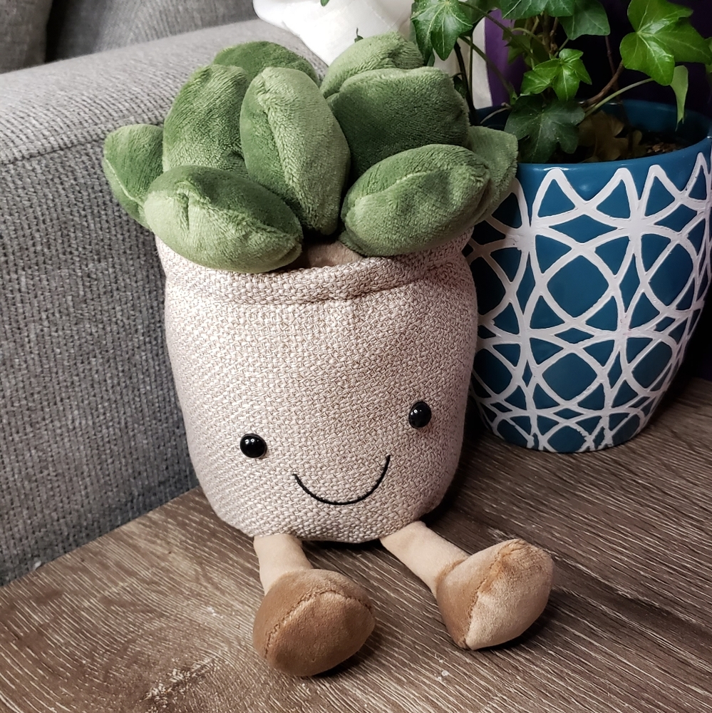 2/$35 Tan Smiley baby succulent pot plushie